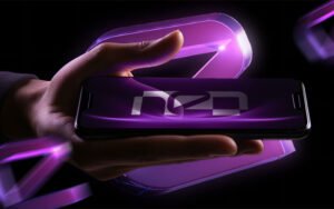 Hand holding smartphone with Neo logo – Best IT Service Company in Dubai