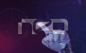 Futuristic robotic hand interacting with digital interface by the Best IT Service Company in Dubai