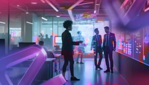 IT Service Company in Dubai - Professionals analyzing data and technology interfaces