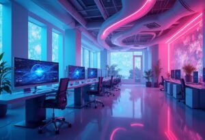 Futuristic office space with high-tech workstations – IT Service Company in Dubai